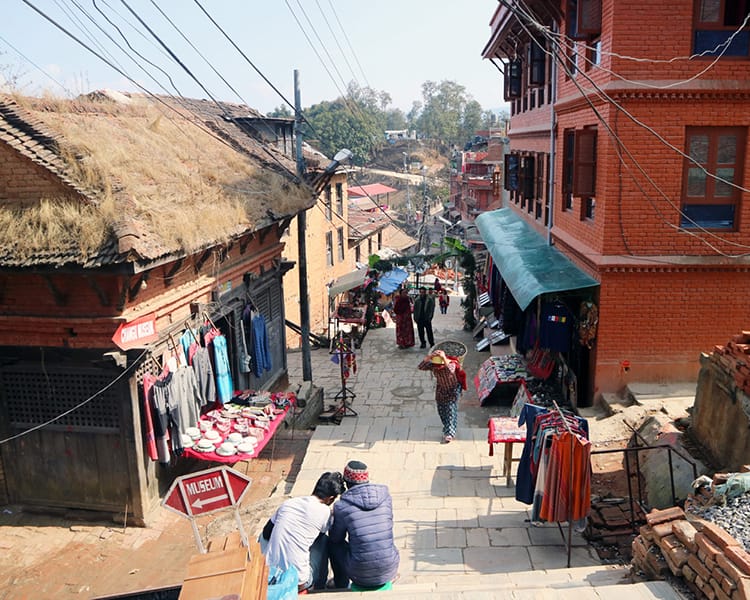 One of the small stone streets leading up to Changu Narayan Temple which has no access to vehicles
