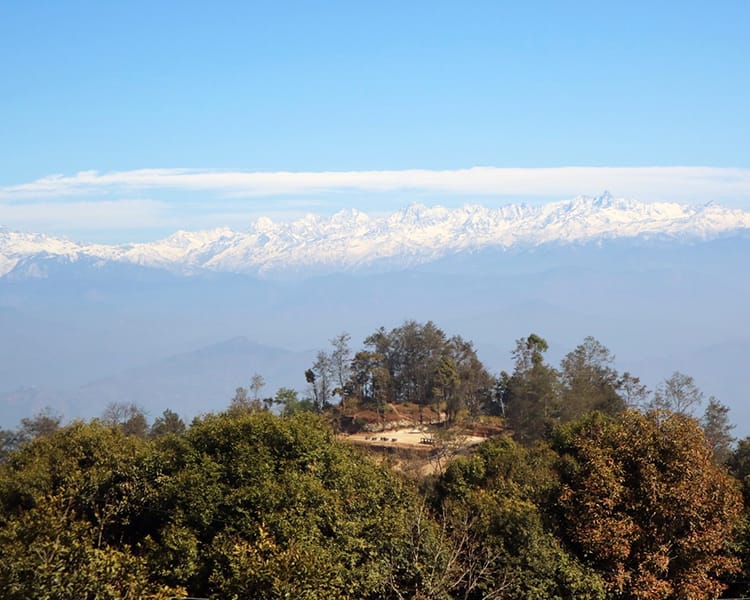 Incredible view of the Himalaya from the Kali Temple picnic area in Dhulikhel
