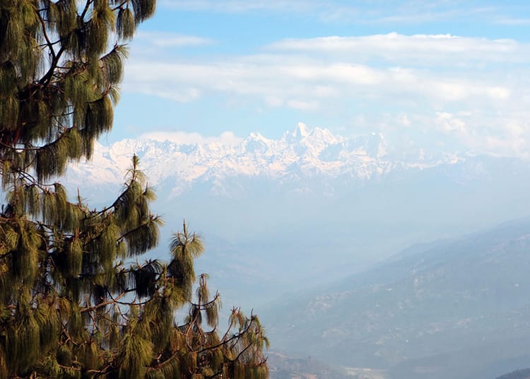 A spectacular view of the Himalaya mountains from Nagarkot during our hike