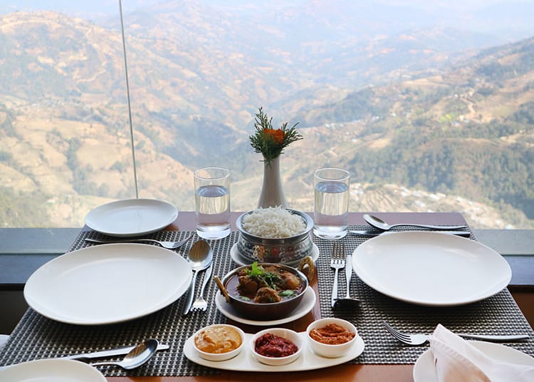 Lunch with a view at Hotel Mystic Mountain on the outskirts of Nagarkot