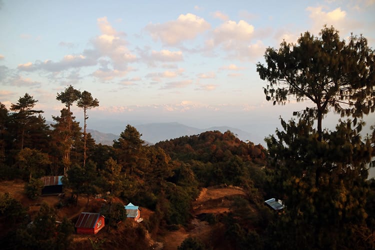 The view of the Himalaya mountains from Nagarkot
