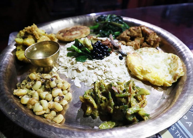 A traditional samay baji served in Nepal