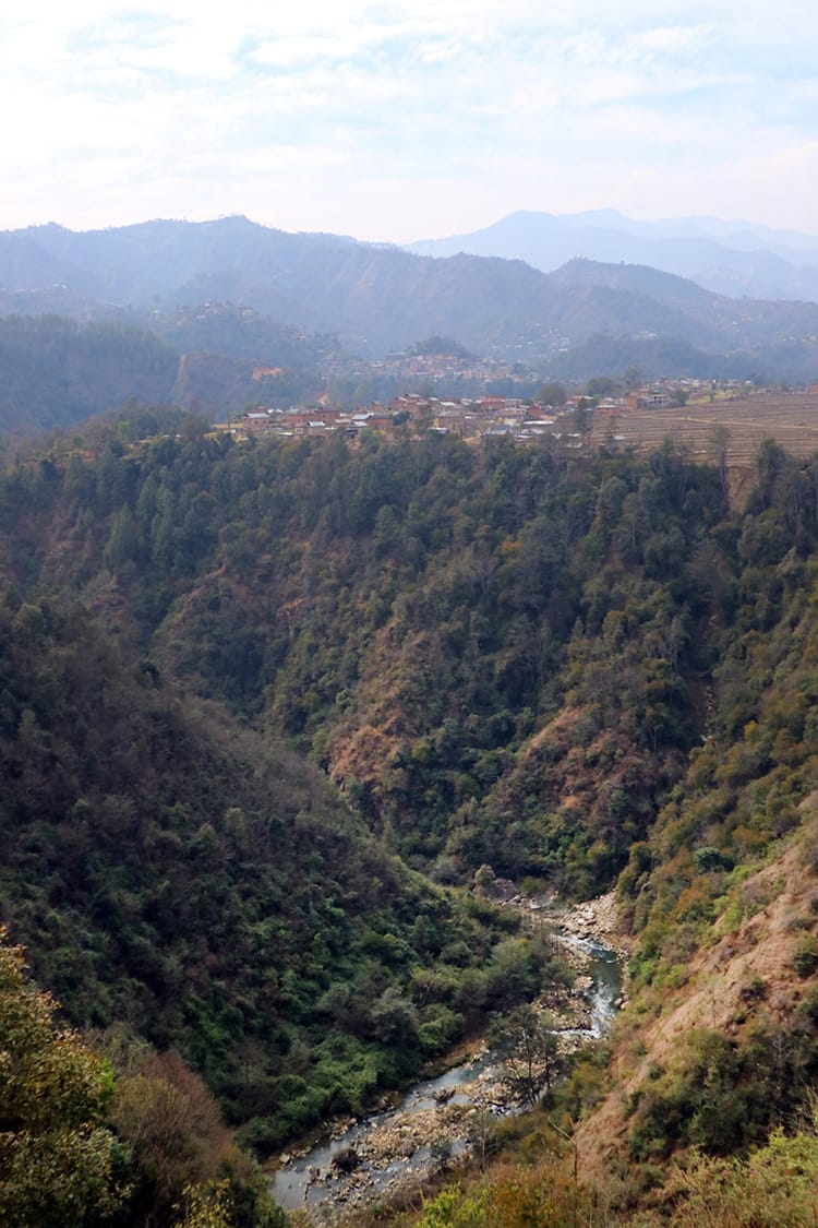 A river valley separating Balthali from Namo Buddha
