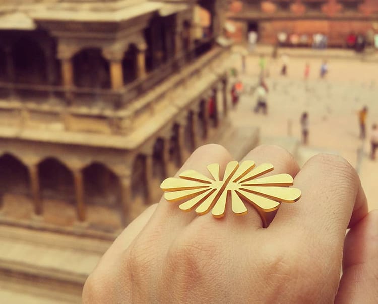 A ring from the AAMO collection which encourages local artisans to make Nepali products 