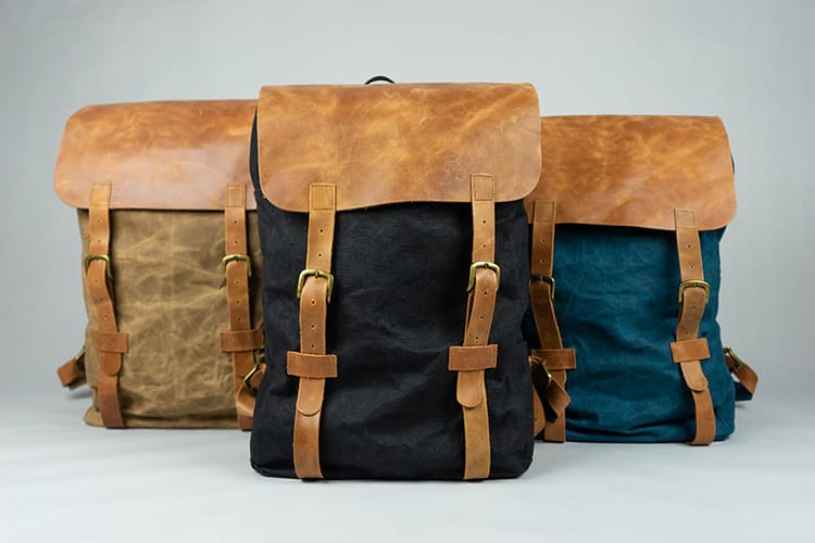 Three backpacks made by Purnaa a sustainable brand in Nepal that makes Nepali products