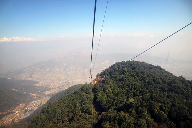 The view from the Chandragiri Cable Car looking down at Kathmandu