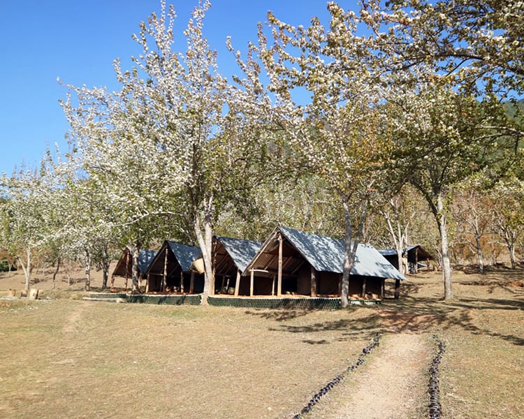 Permanent tents set up at the Chitlang Organic Village Resort