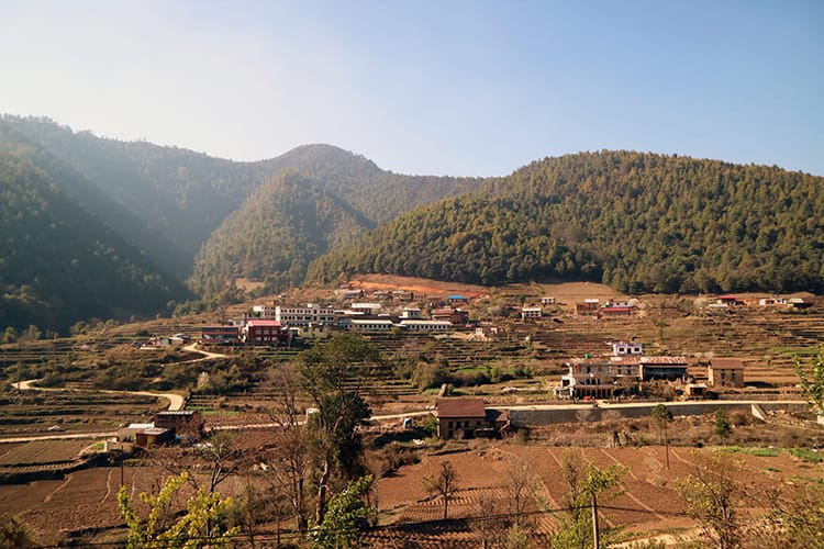A view of the village of Chitlang from a hill on the other side