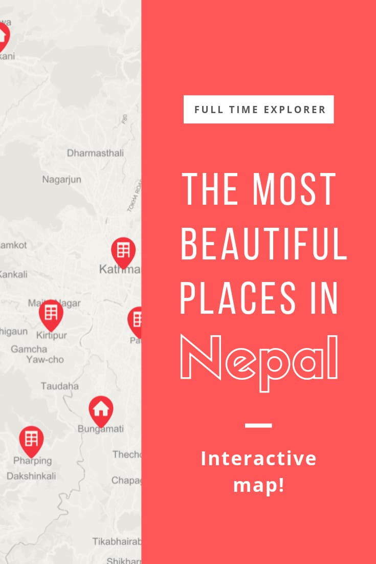 The Most Beautiful Places of Nepal Interactive Map with Cities, Villages, Monasteries, Trekking Routes, Cable Cars, and More Full Time Explorer Nepal | Nepal Travel Destinations | Nepal Photo | Nepal Photography | Nepal Honeymoon | Backpack Nepal | Backpacking Nepal | Nepal Vacation | South Asia | Budget | Off the Beaten Path | Wanderlust | Things to Do | Culture Food | Tourism  #travel #backpacking #budgettravel #wanderlust #Nepal #Asia #visitNepal #TravelNepal