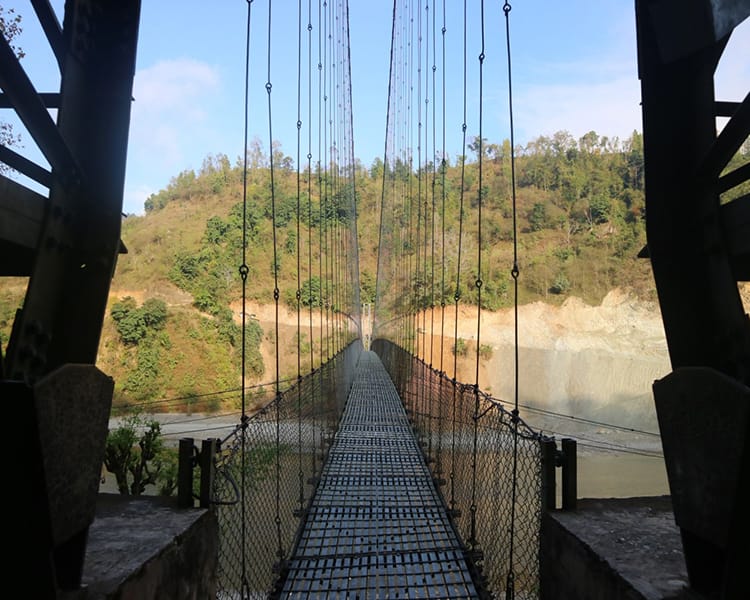 A suspension bridge across from the Rani Mahal in Tansen, Palpa, Nepal
