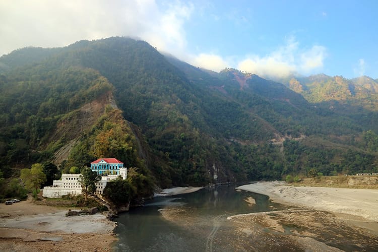 View from the suspension bridge across from the Rani Mahal in Tansen, Palpa, Nepal