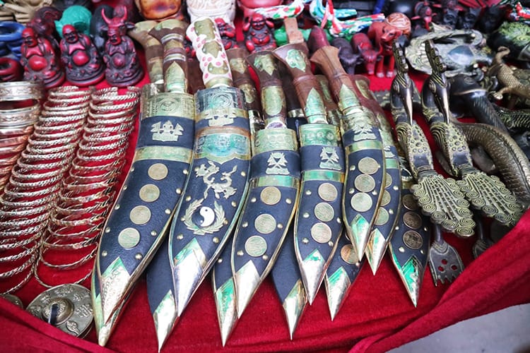 Gorkha knives and Kukri being sold in Nepal as souvenirs
