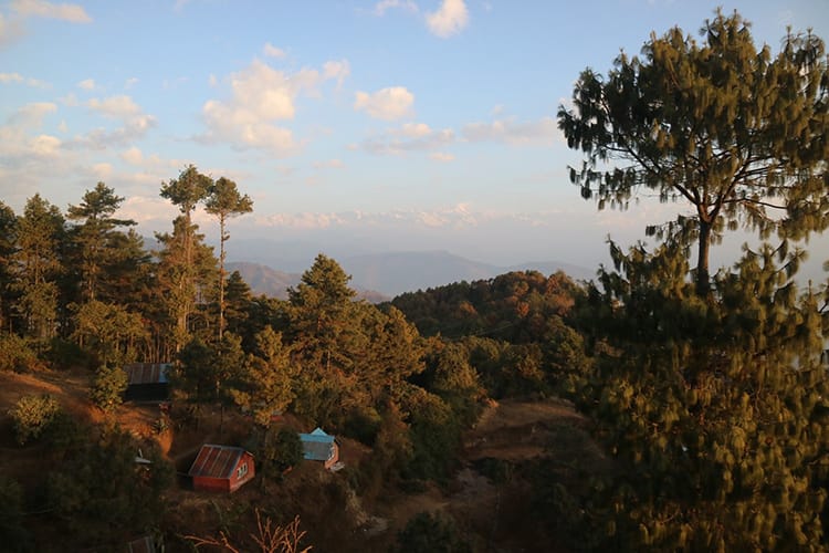 The view of the Himalaya mountains from Nagarkot's Peaceful Cottage