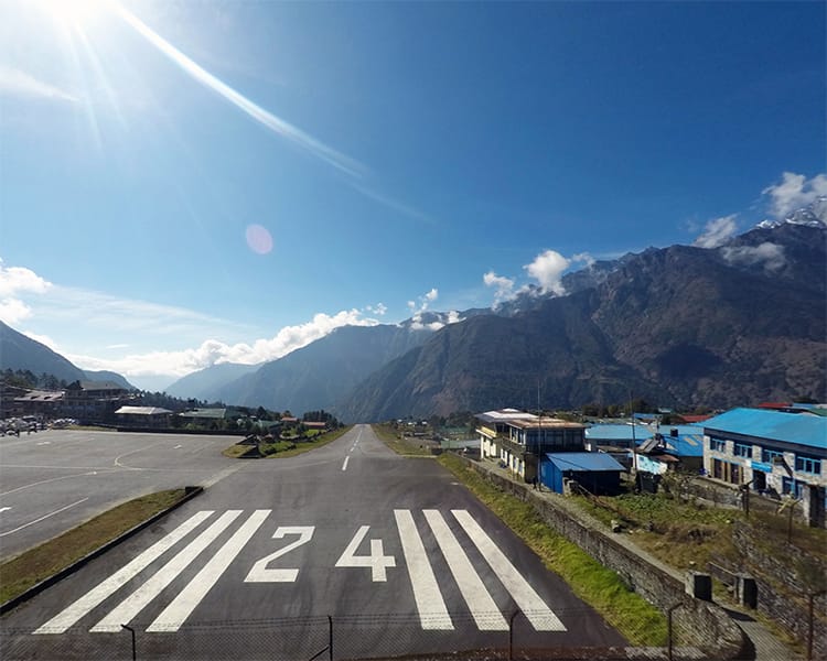 The runway at Lukla airport which is known as the most dangerous airport in the world