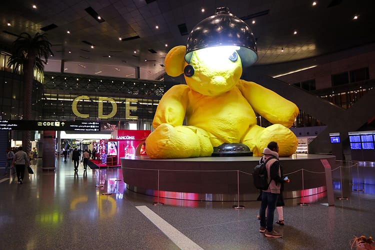 The large yellow bear in Doha Airport which cost 6.8 million dollars