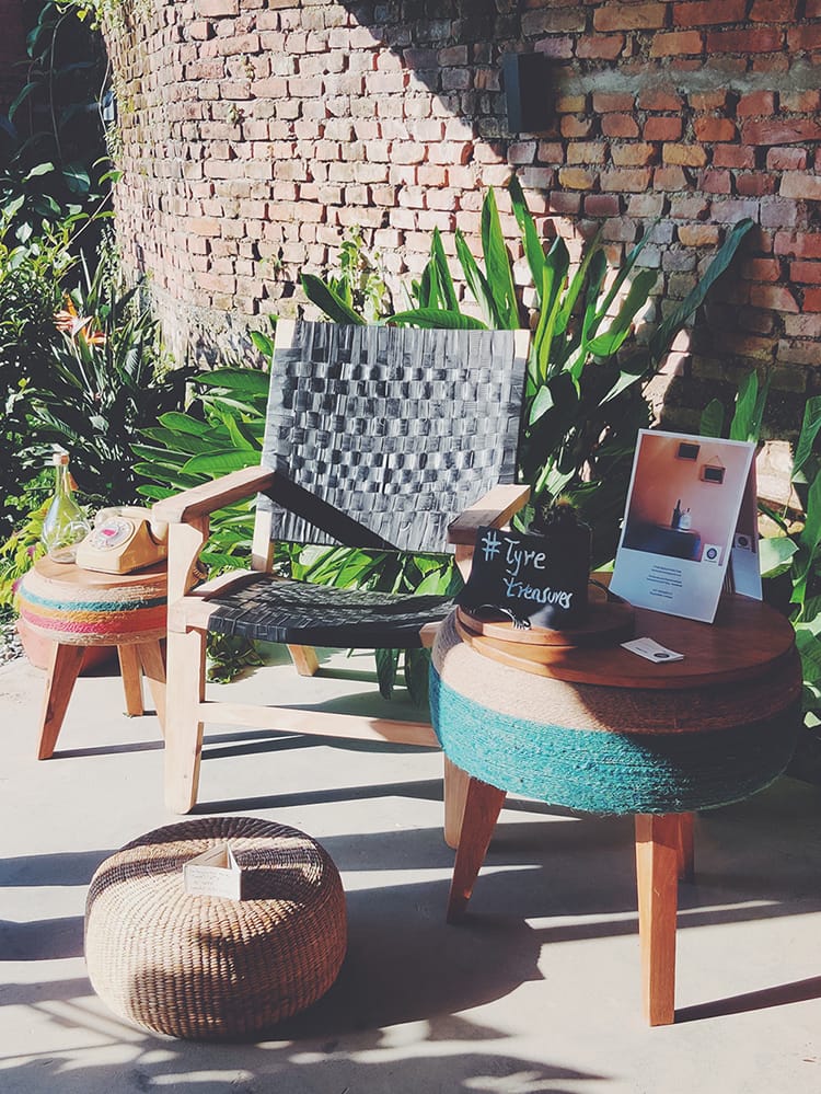 Chairs, stools and ottomans made by Tyre Treasures in Nepal