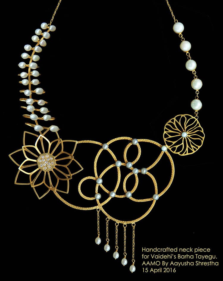A custom designed necklace with pearls by AAMO by Aayusha Shrestha