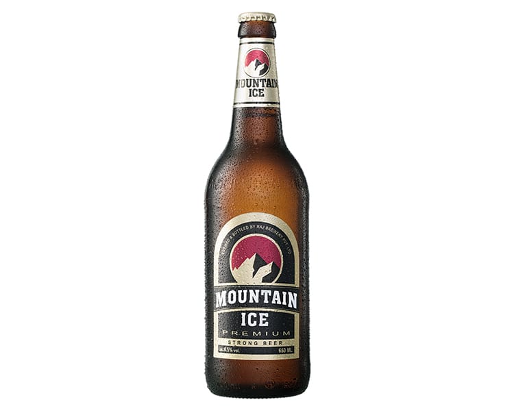 A bottle of Mountain Ice Nepali Beer