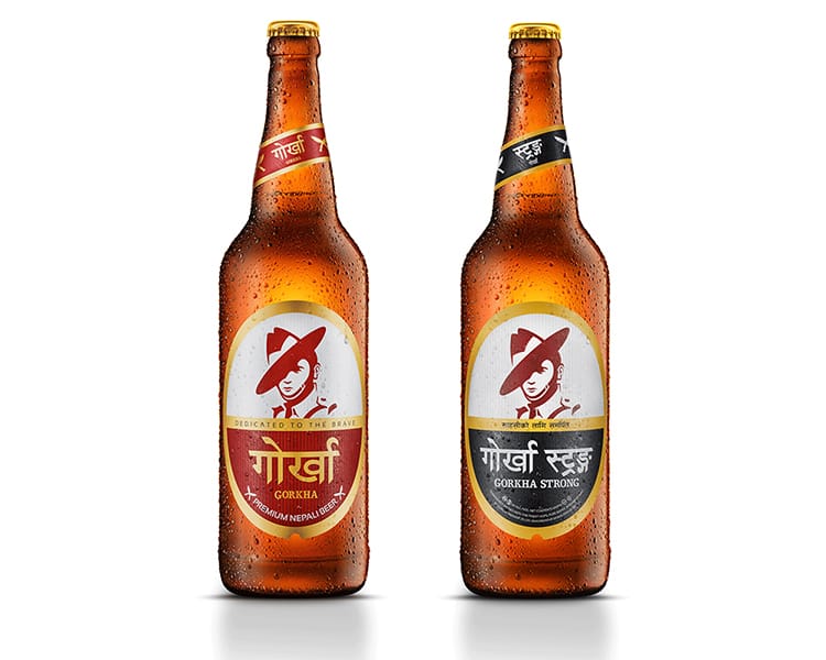 A bottle of Gorkha Strong and Gorkha Premium Nepali Beer