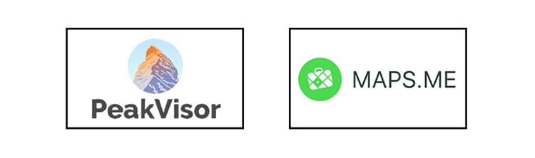 logos for peakvisor and maps.me