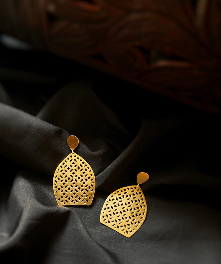 A set of gold plated brass earrings from Aksa Nepal