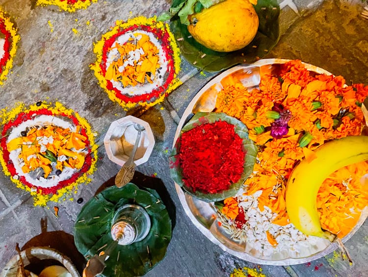 Offerings made to the gods and ourselves during Maha Puja