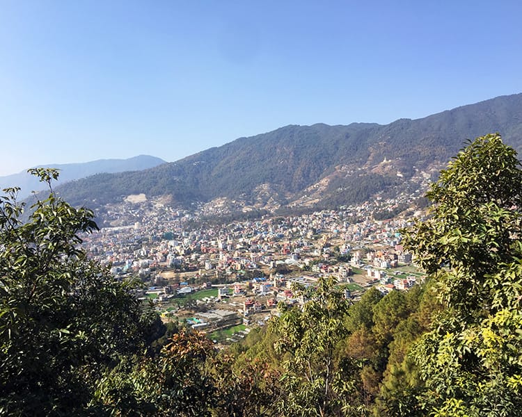 One of the views from the Tarebhir hike look down at Kathmandu Valley in Nepal