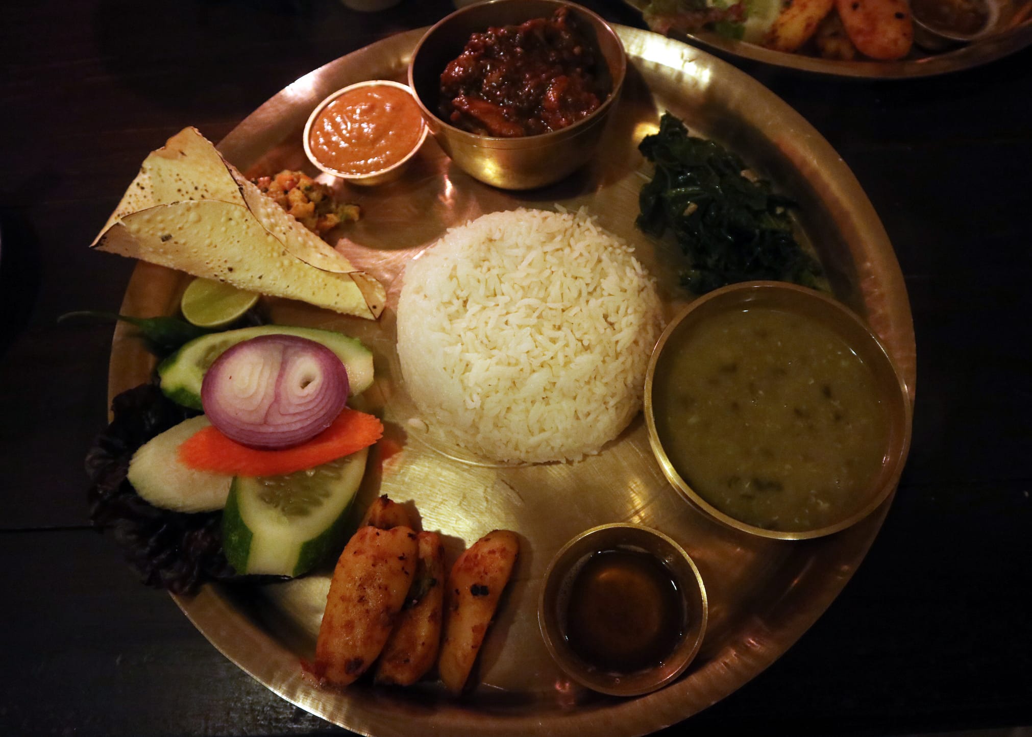 A traditional dal bhat at Gaia in Thamel