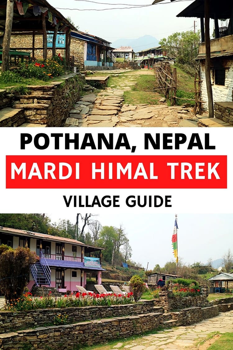 Pothana, Nepal is a stop along the Mardi Himal Trek Route where you can either spend the night or enjoy a tea break on the way to one of the other villages.