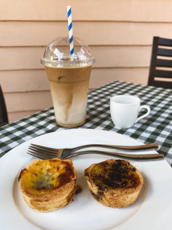Tarts and an iced latte at Belle Lyipa cafe in Pokhara