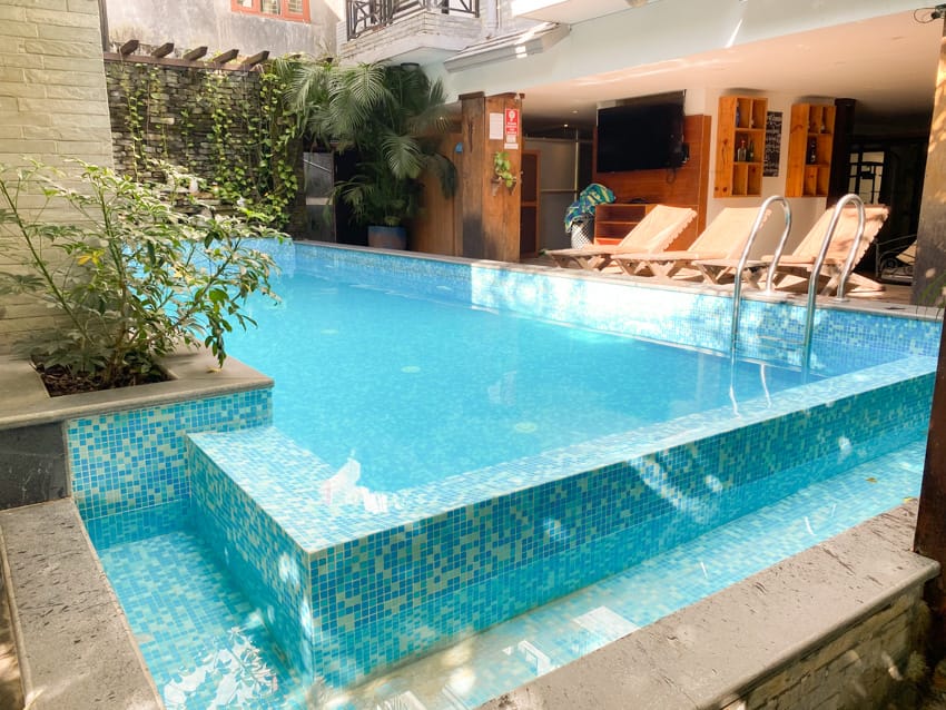 A gorgeous pool at Hotel Middle Path and Spa in Pokhara