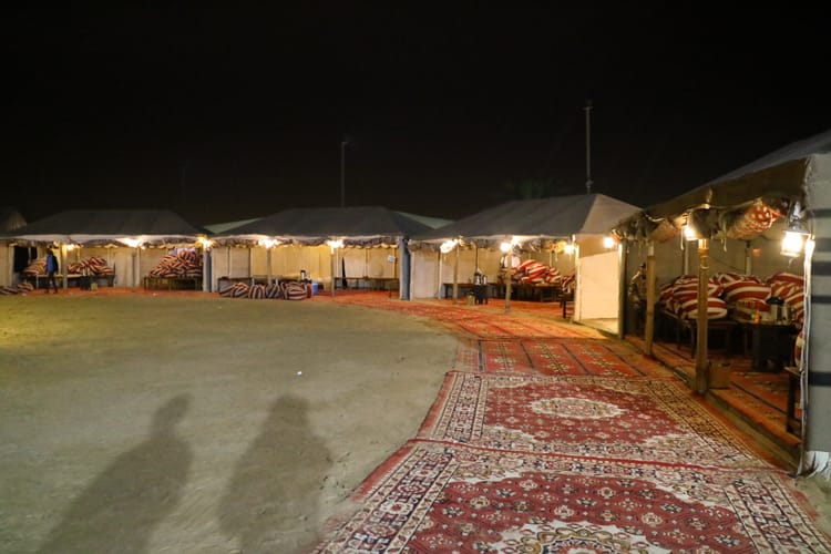 The tents at the overnight desert safari in Dubai