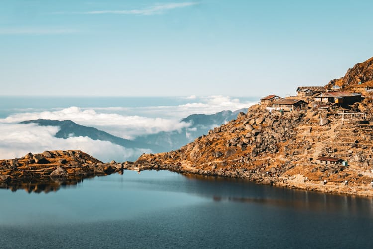 The view from above Gosaikunda Lake in Nepal