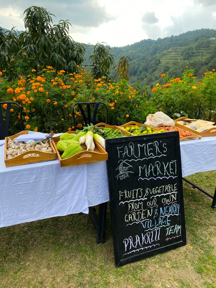 The farmers market at Prakriti Resort and Organic Farm