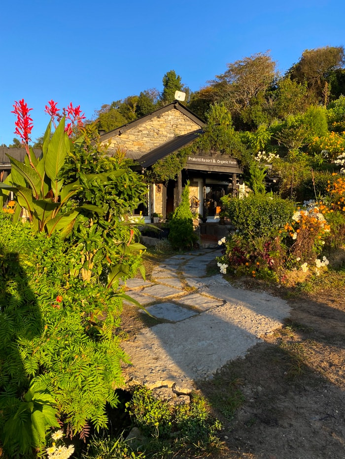 The entrance to Prakriti Resort and Organic Farm